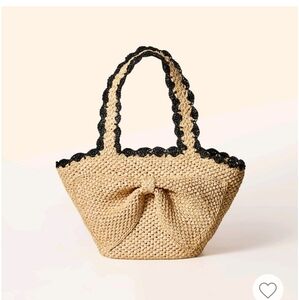 Kate Spade Target Raffia Bow Tote Bag Natural NWT woven straw